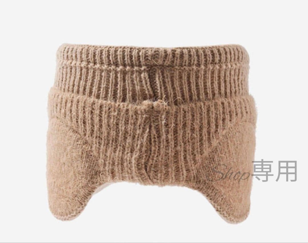 サンバイザーグレー ニット帽 ゴルフ スポーツ　防寒 耳カバー 毛糸 ファー