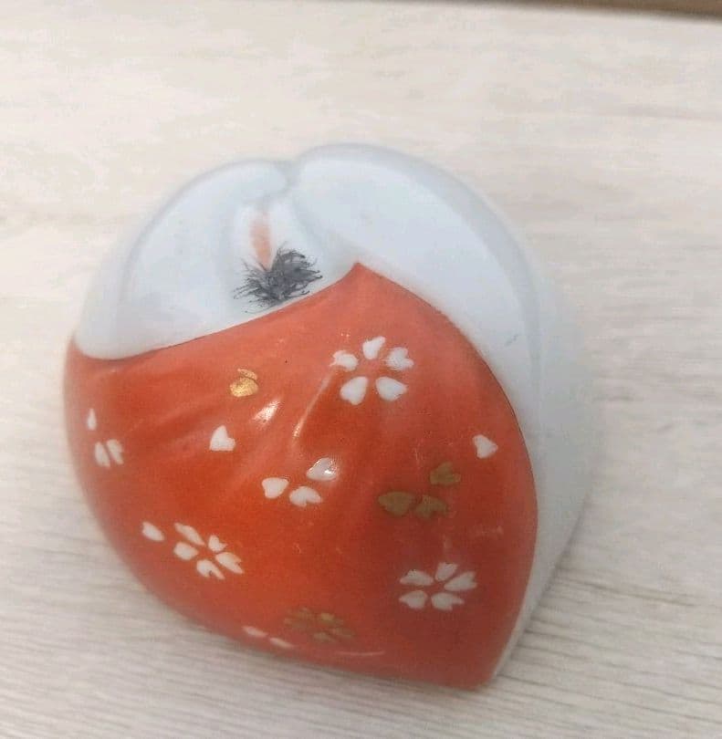 九谷　春画　桃型　盃　立雛