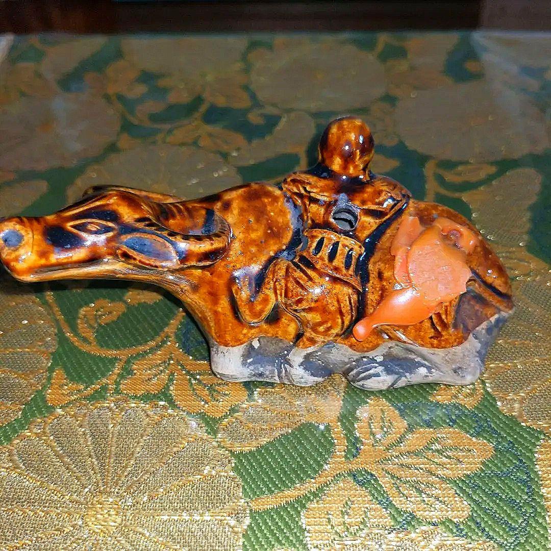 【最終価格】中国　水牛図水滴　蝋印付