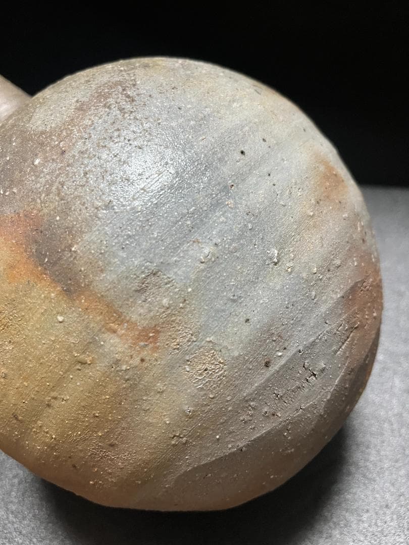 【未使用】　藤原建　岡山県重要無形文化財 　備前　一輪　花入　徳利　共箱　共布