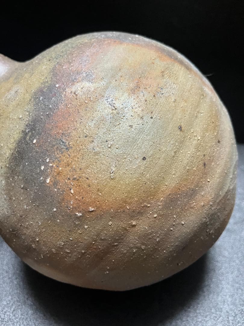 【未使用】　藤原建　岡山県重要無形文化財 　備前　一輪　花入　徳利　共箱　共布