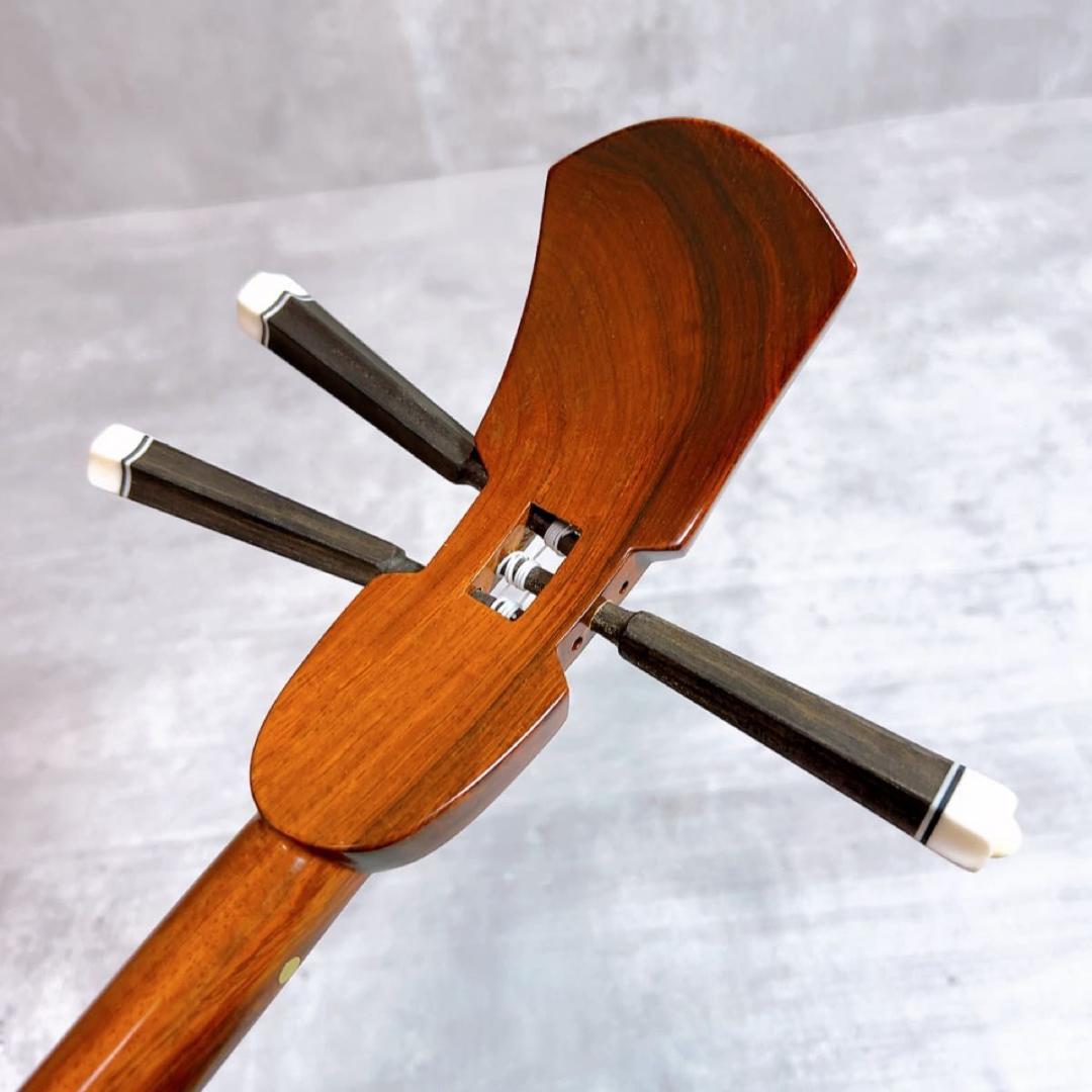 希少! 宮古木工芸　本革三線　一枚貼り　マホガニー　高級素材　保証書付き