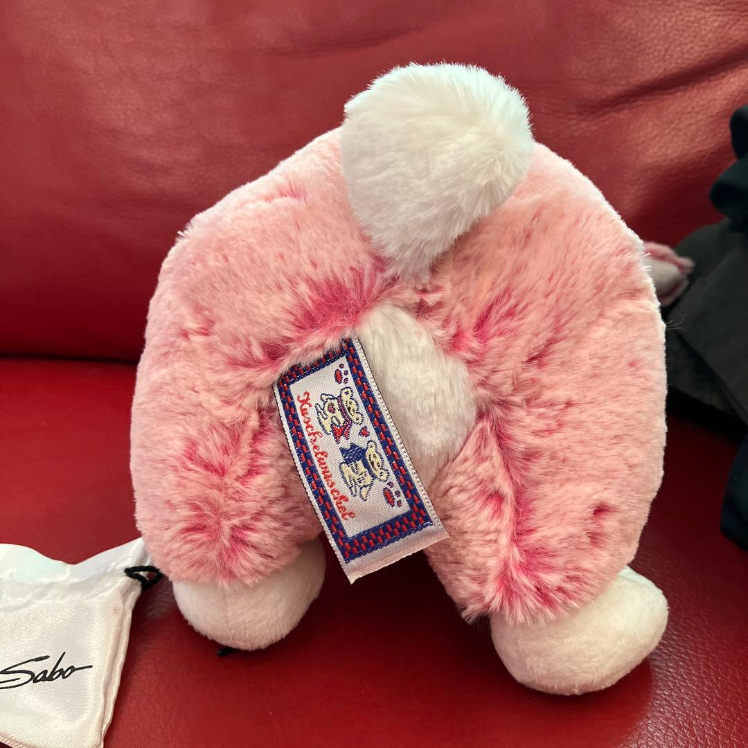 ドイツ製kuschelwuschelピンクウサギぬいぐるみ宝石入れ袋付