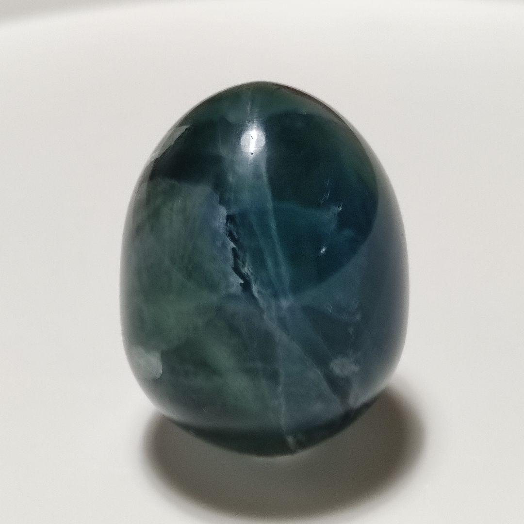 パワーストーン　天然石　フローライト　エッグ型虹入り　94g　No.380