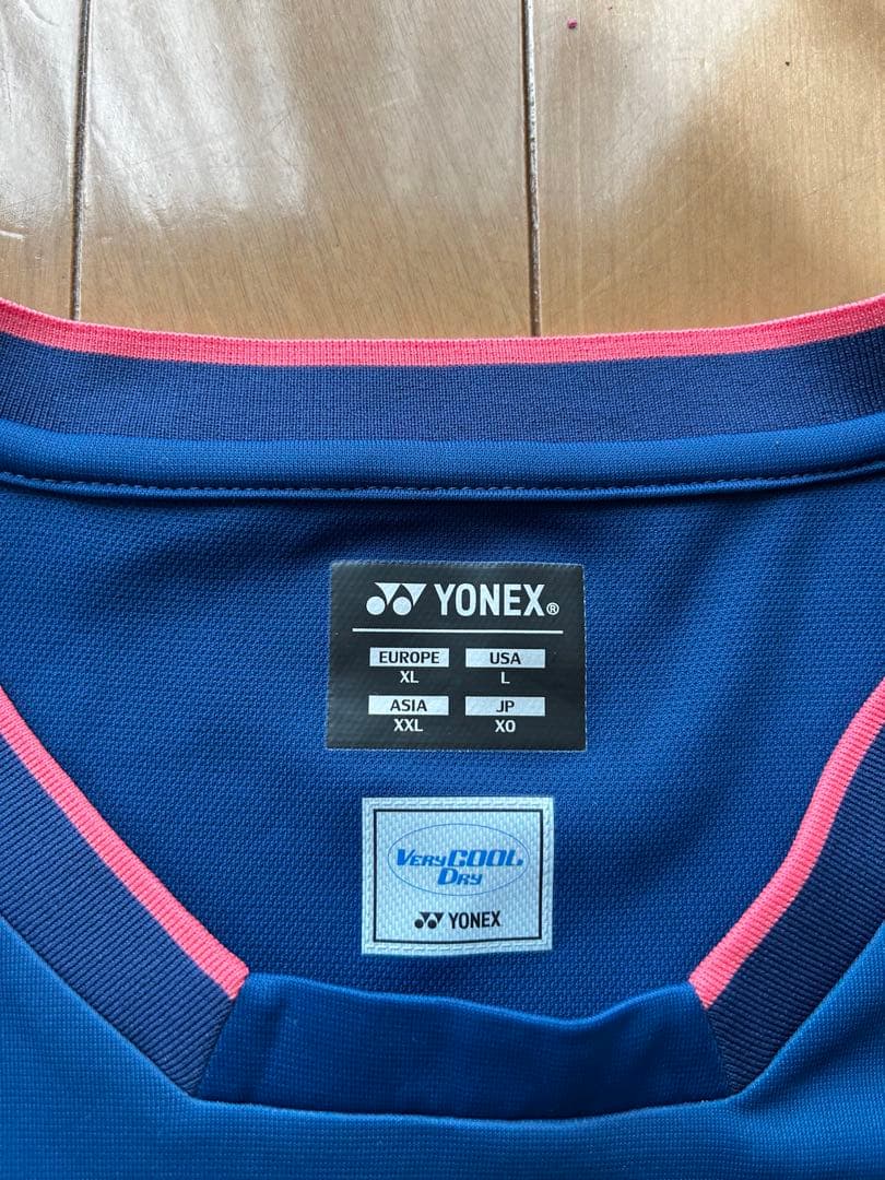 YONEX バドミントンシャツ ネイビー XL 日本代表　背面プリントあり