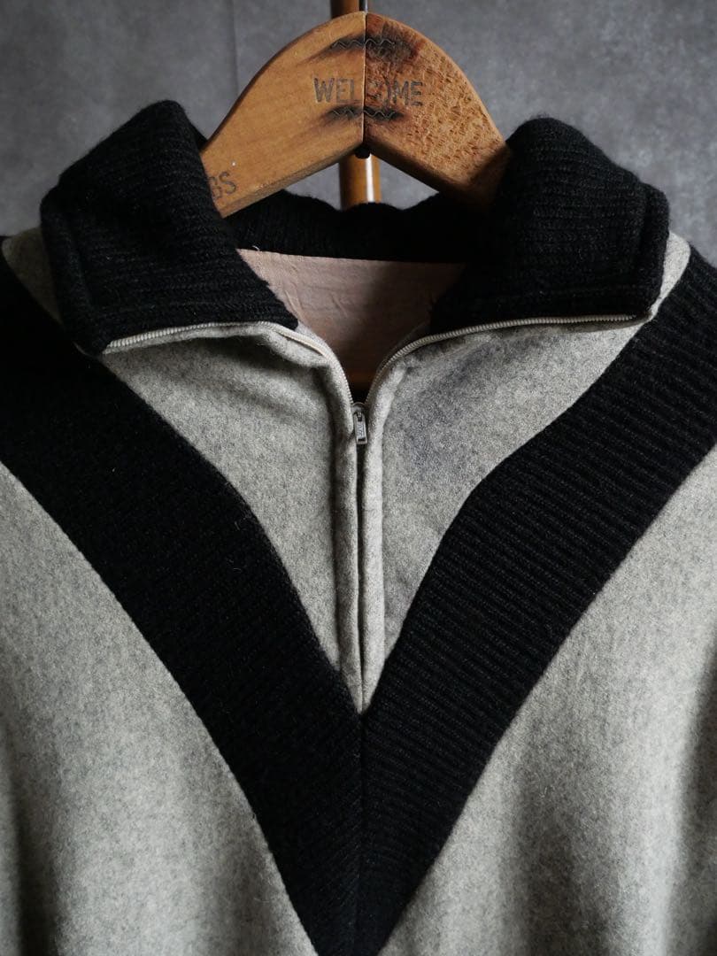 50~60s ユーロ　ウールニット切替　スキー　プルオーバー　vtg