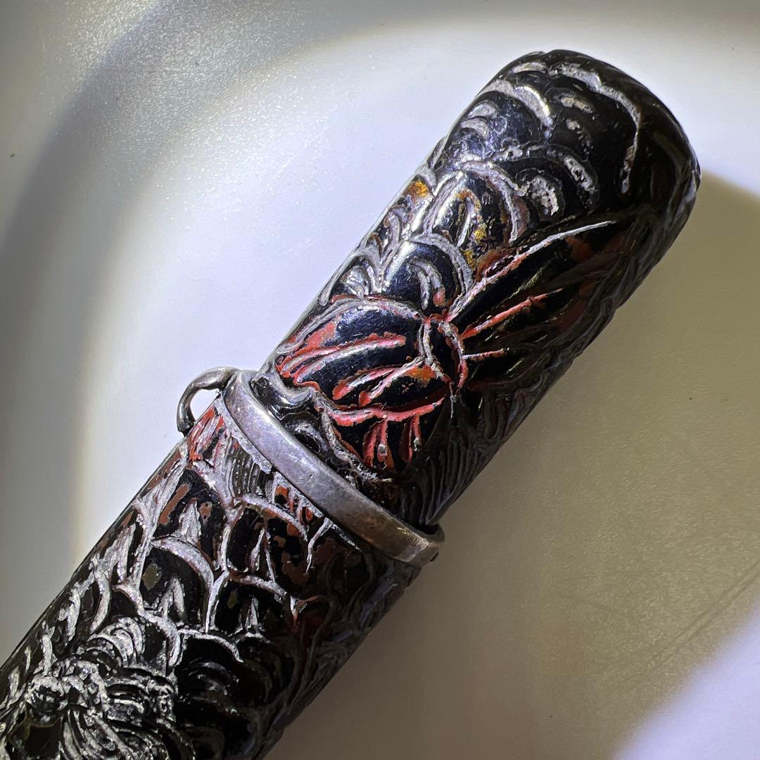 江戸時代　堆黒煙管筒　46g 東Y8-0123☆2F