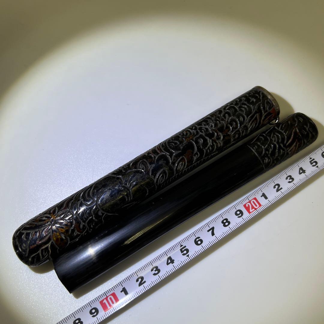 江戸時代　堆黒煙管筒　46g 東Y8-0123☆2F