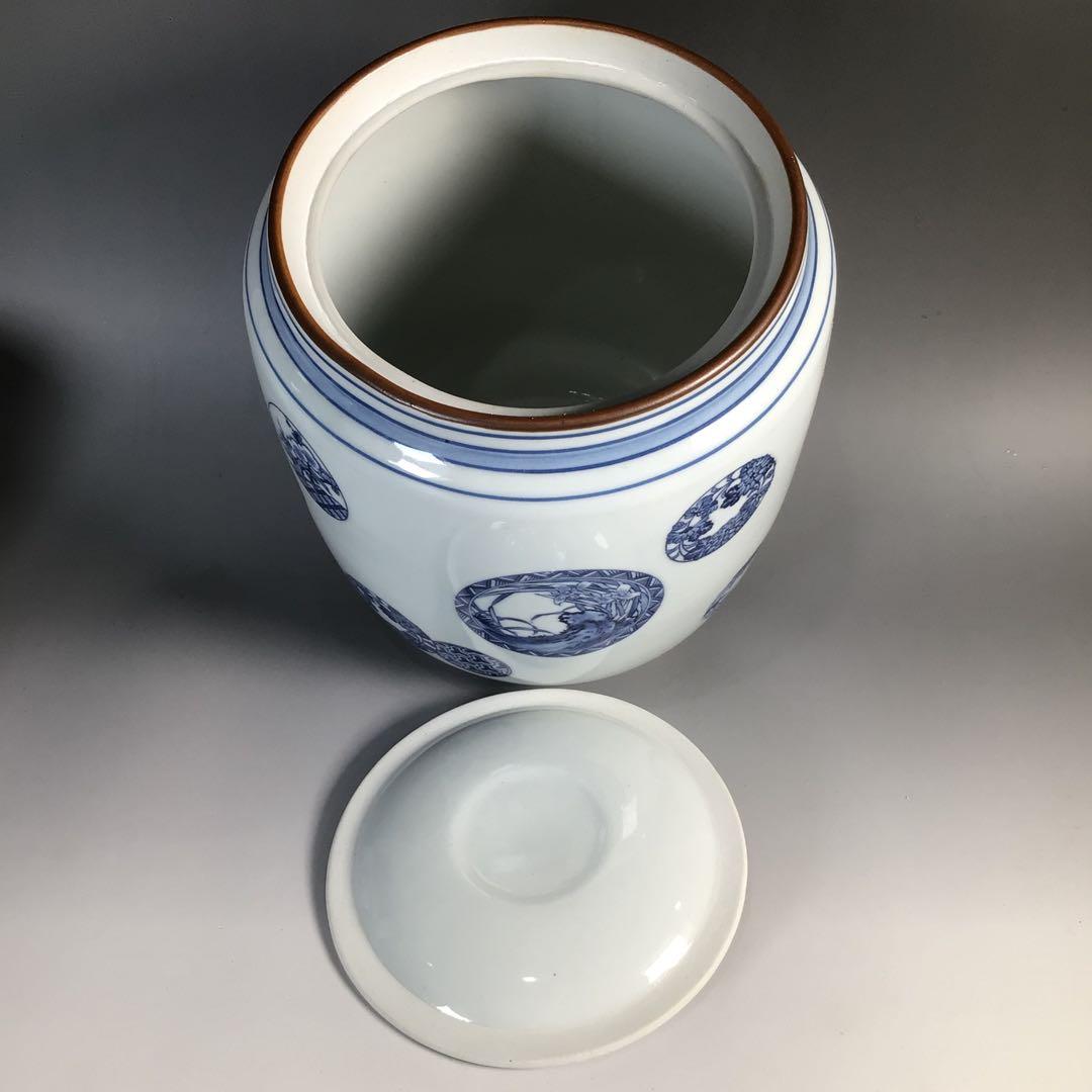 Ｎ１３１　皆具　『千古窯造』『染付花丸文』『水指　建水　蓋置　杓立』　共箱