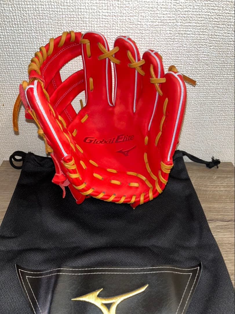 ミズノ グローバルエリート 軟式グローブ 赤 Global Elite 内野