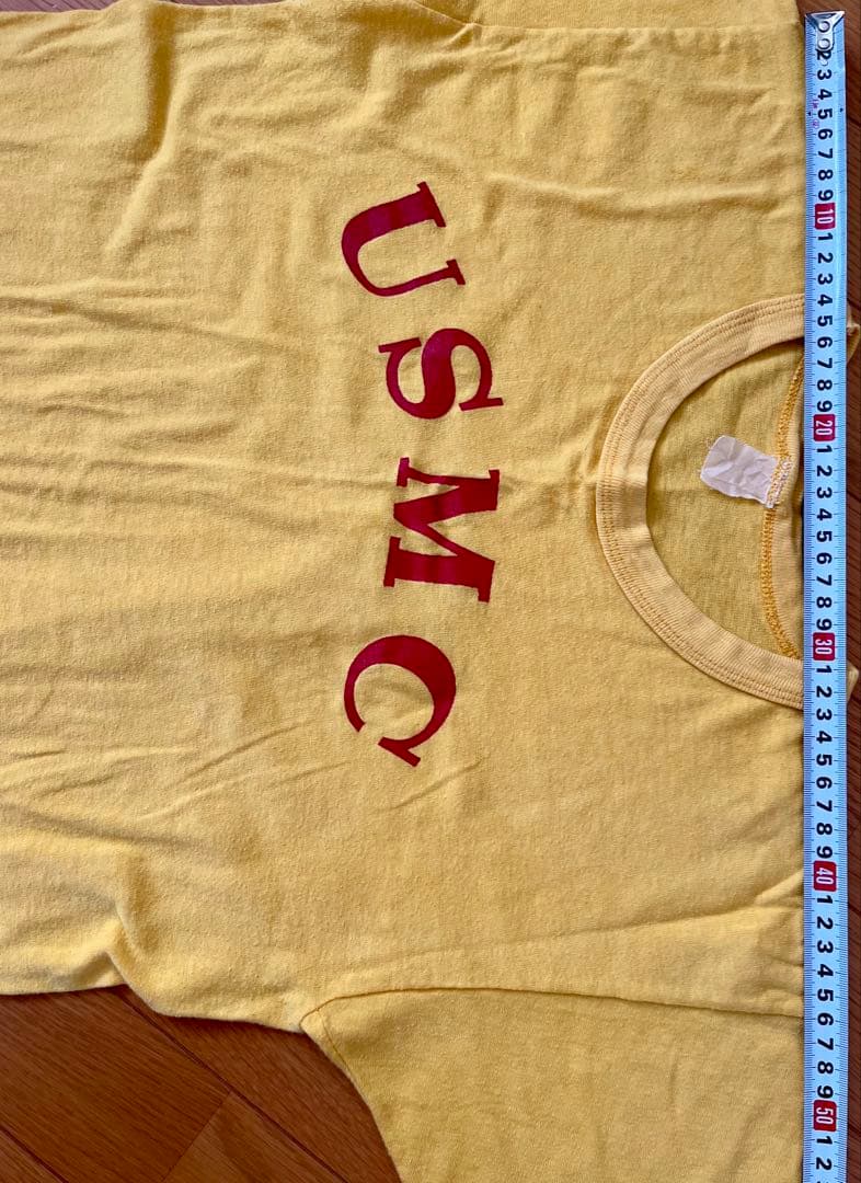 70's USMC 油性プリント Teeシャツ バインダーネック 裾袖共シングル