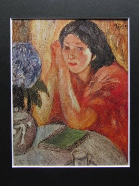 藤島武二、「紫陽花」、希少な画集の額装画、オーダーマット付・日本製新品額入り