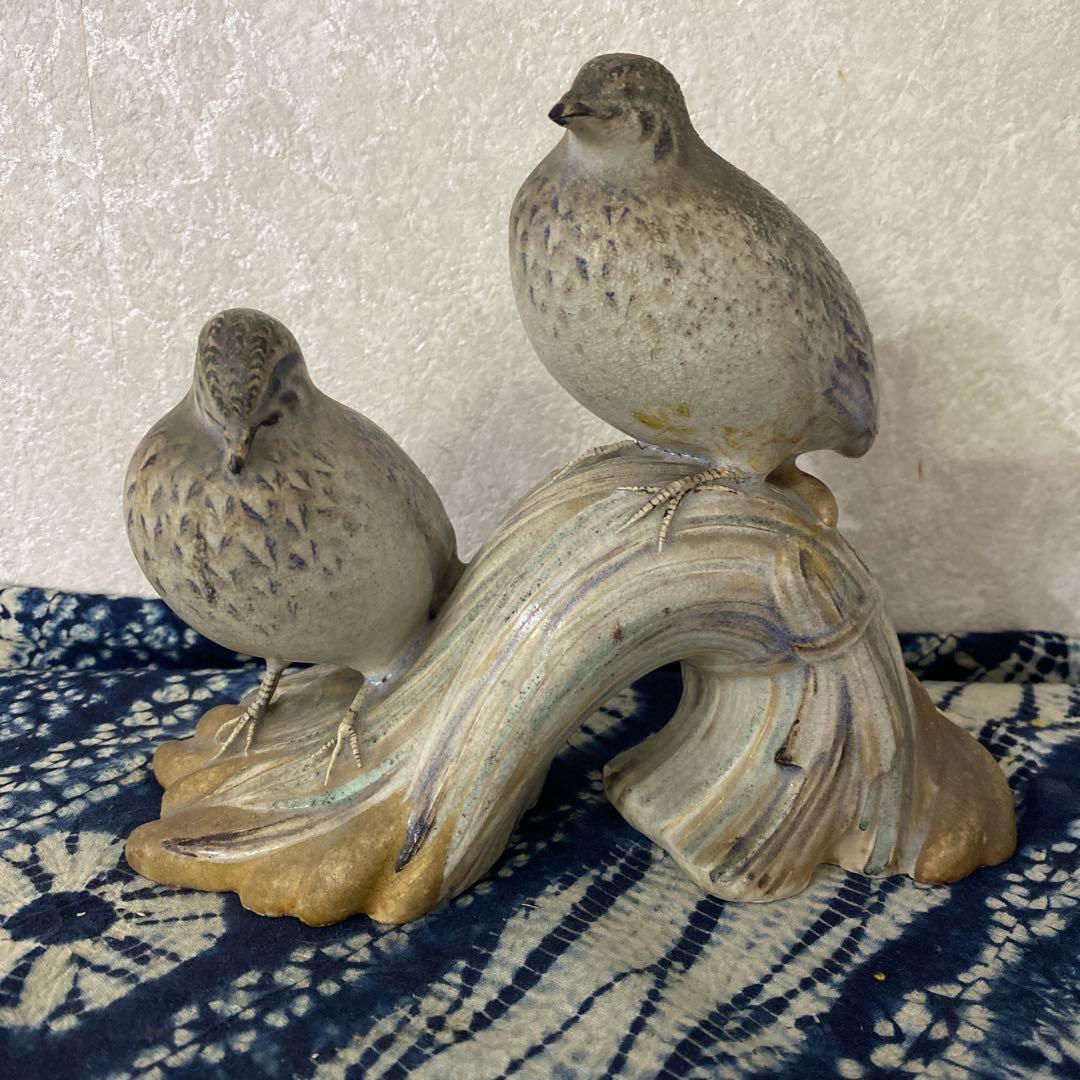 真葛香山　鳥　置物