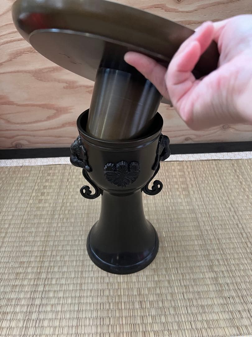 伝統工芸 薄端 花器 水盤 金属製 銅製 花瓶 華道 金属工芸品