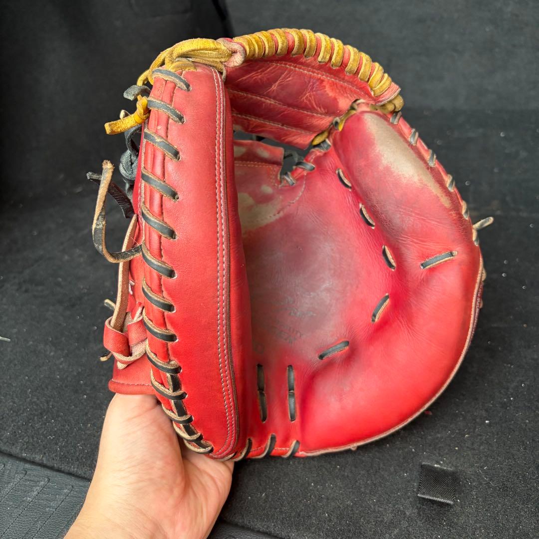 【送料無料】硬式グローブ　ミズノ　キャッチャーミット　レッド　軟式グローブ　赤