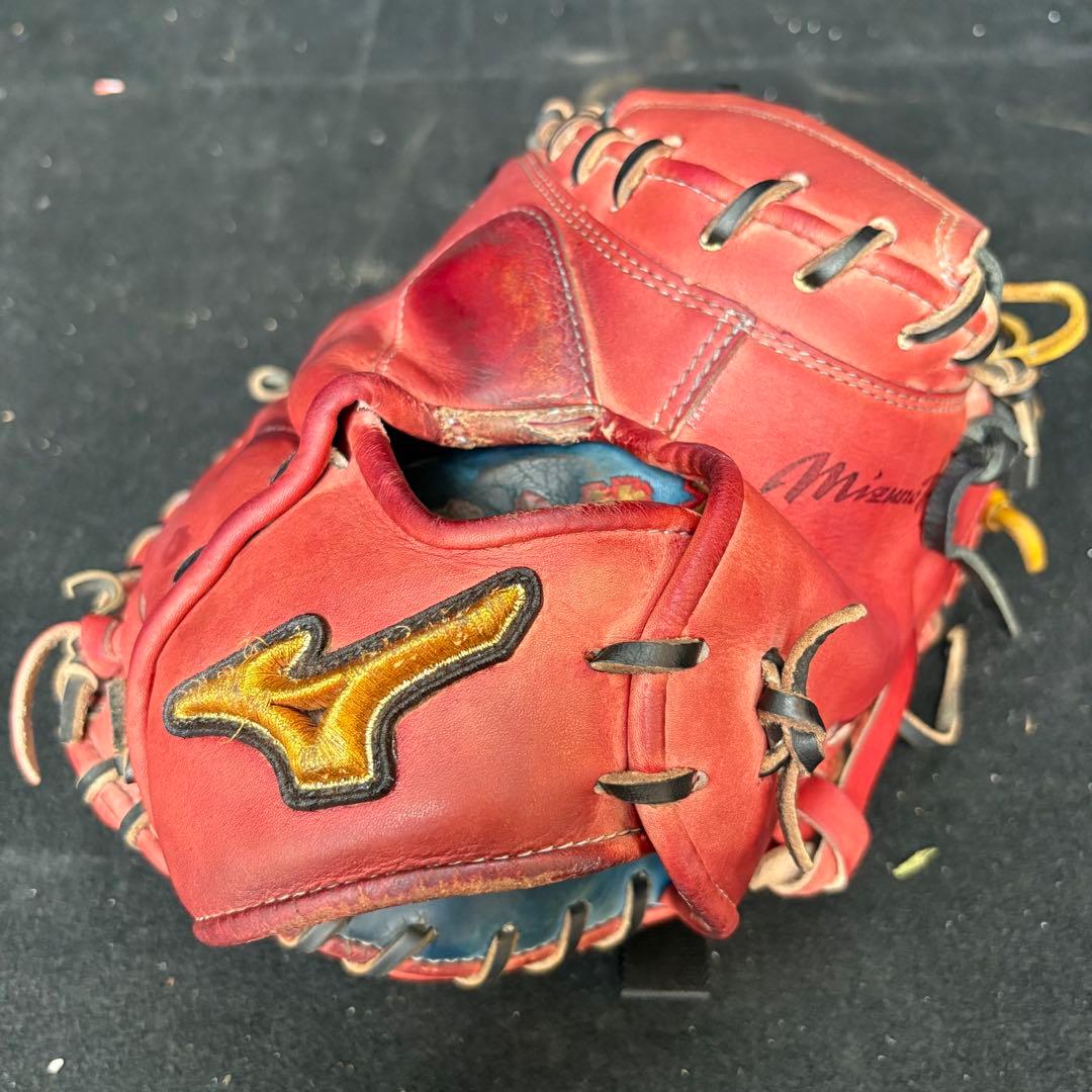 【送料無料】硬式グローブ　ミズノ　キャッチャーミット　レッド　軟式グローブ　赤