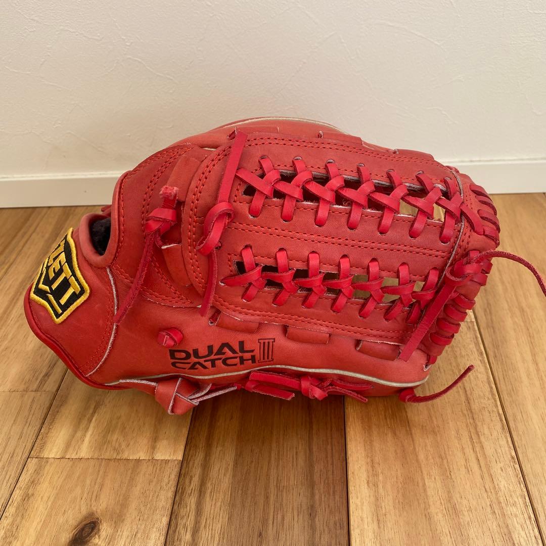 ZETT 軟式　野球　グローブ　赤　大人用
