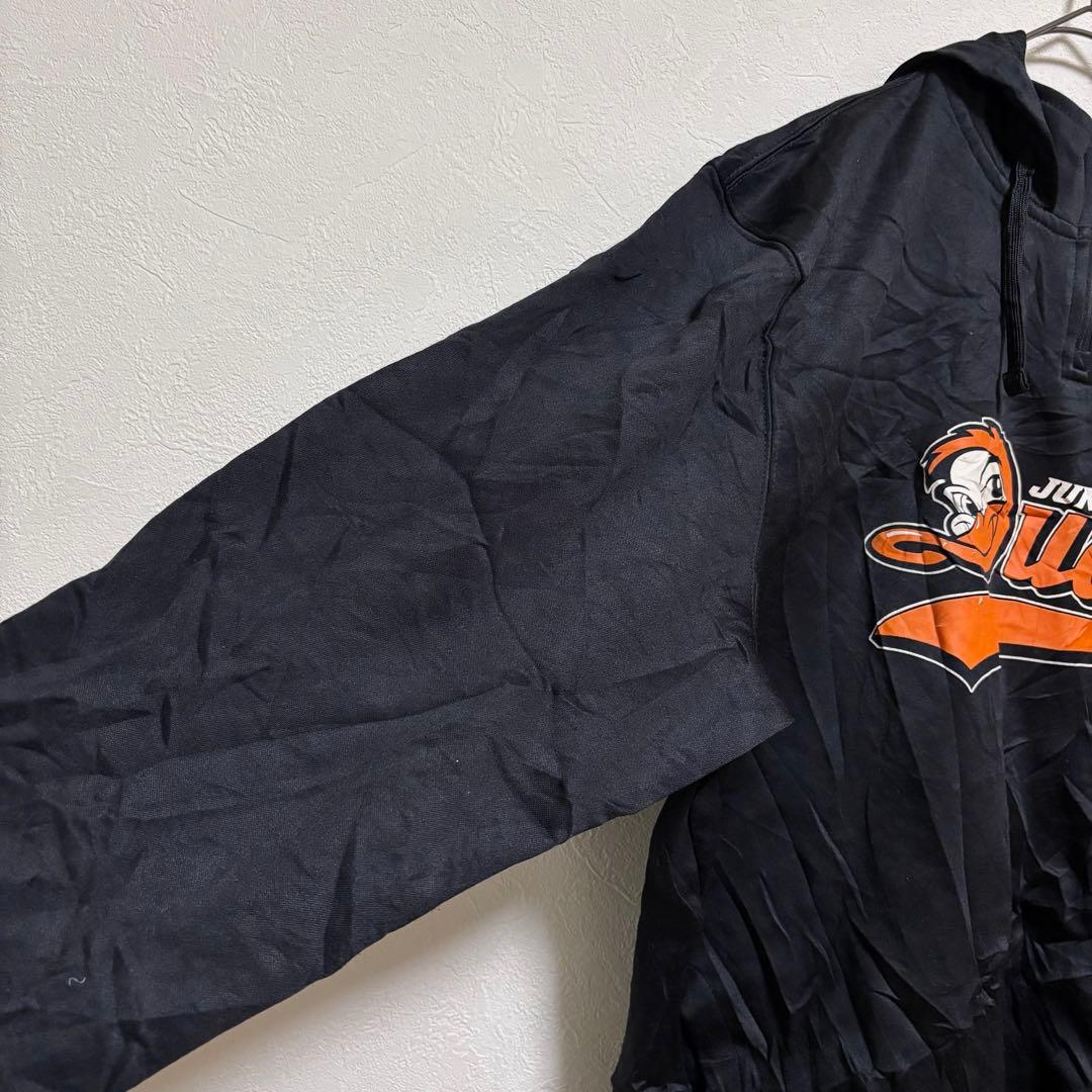 希少　パーカー　ウォームアップウェア ハーフジップ　海外古着【M】ブラック