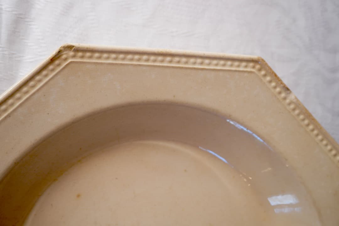 フランス アンティーク クレイユモントロー オクトゴナルプレート 陶器 深皿②