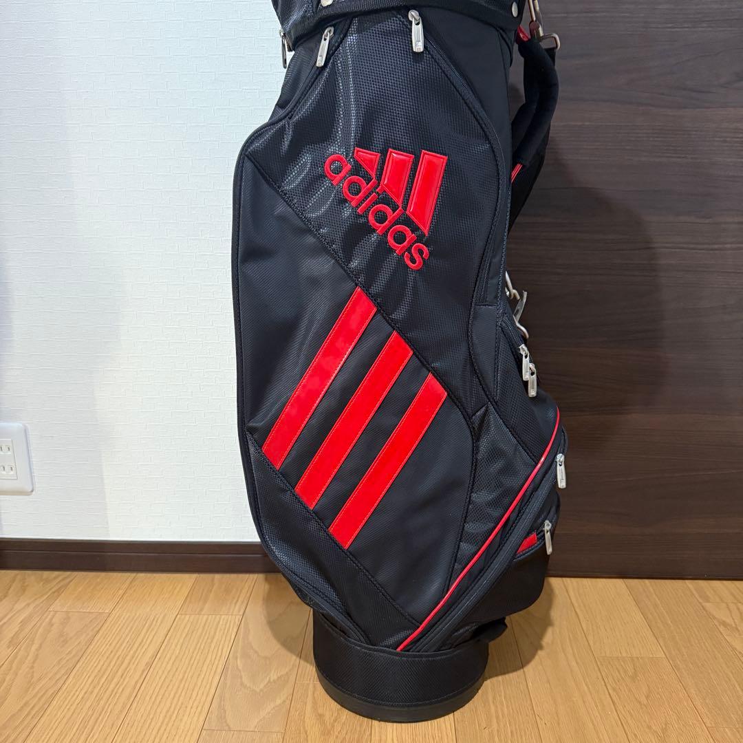 adidas キャディバッグ 黒/赤 ストライプ