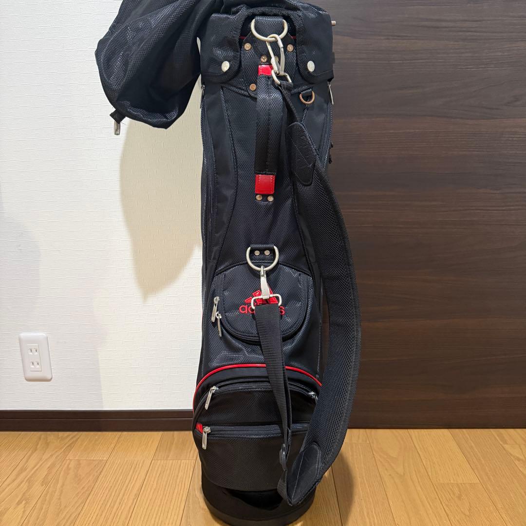adidas キャディバッグ 黒/赤 ストライプ