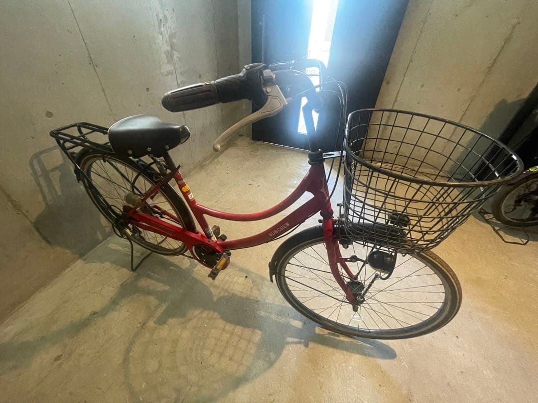 【直接引取限定】赤いシティサイクル 前面バスケット付き