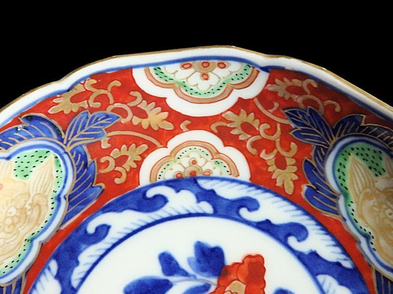 大聖寺伊万里　金襴手　獅子に金唐草　牡丹の図　４枚　A158A-AMf