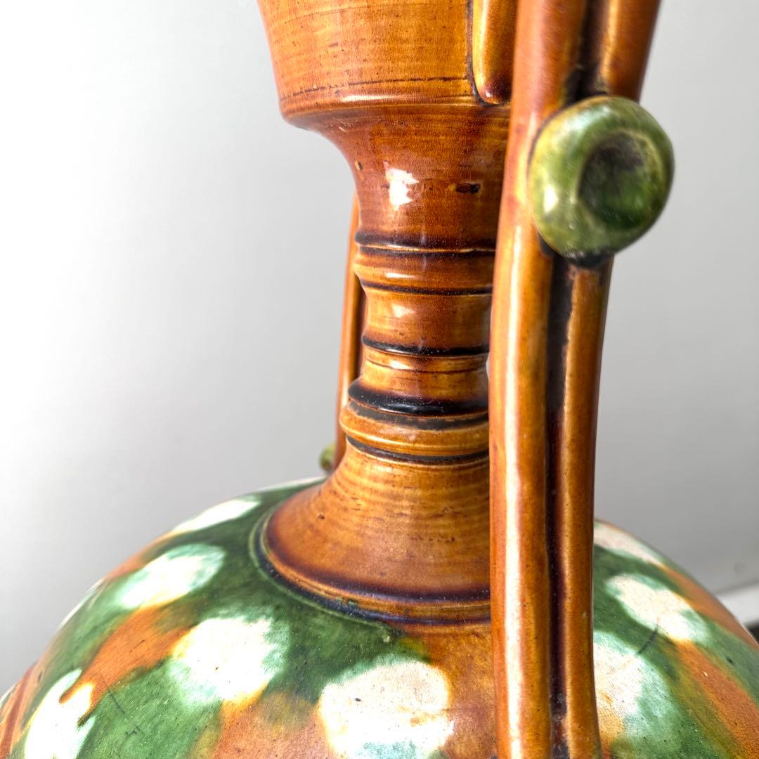 唐三彩 壺 双耳 唐物 装飾 中国美術 中国古玩 骨董