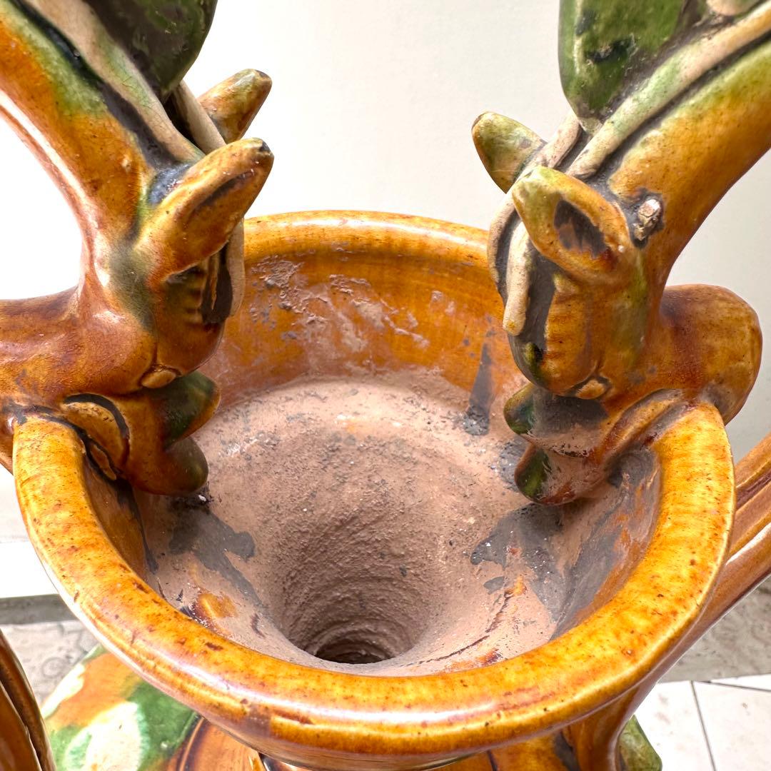 唐三彩 壺 双耳 唐物 装飾 中国美術 中国古玩 骨董