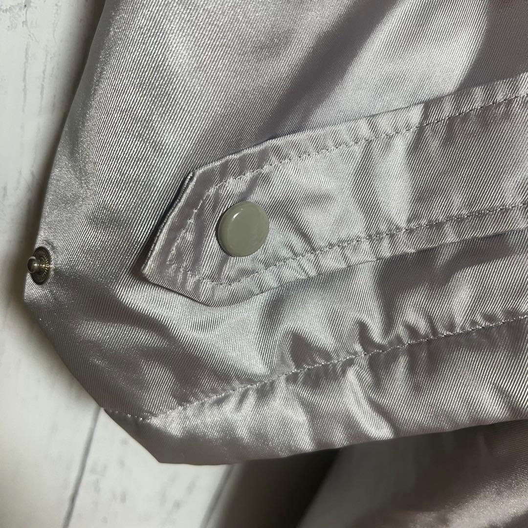 90s adidas アディダス ベンチコート ロング 裏ボア シルバー L