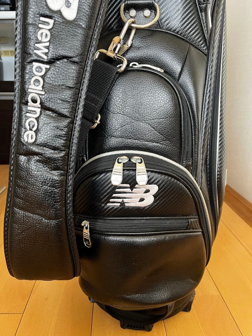 良品　人気ニューバランスゴルフ 9.0型 カート型キャディバッグ 　レザー調　黒