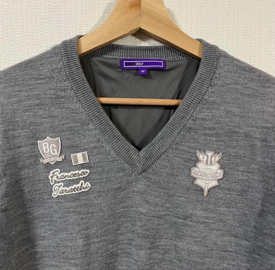 ビームスゴルフ　パープルレーベル　防風タラッティセーター　Mサイズ　グレー　美品