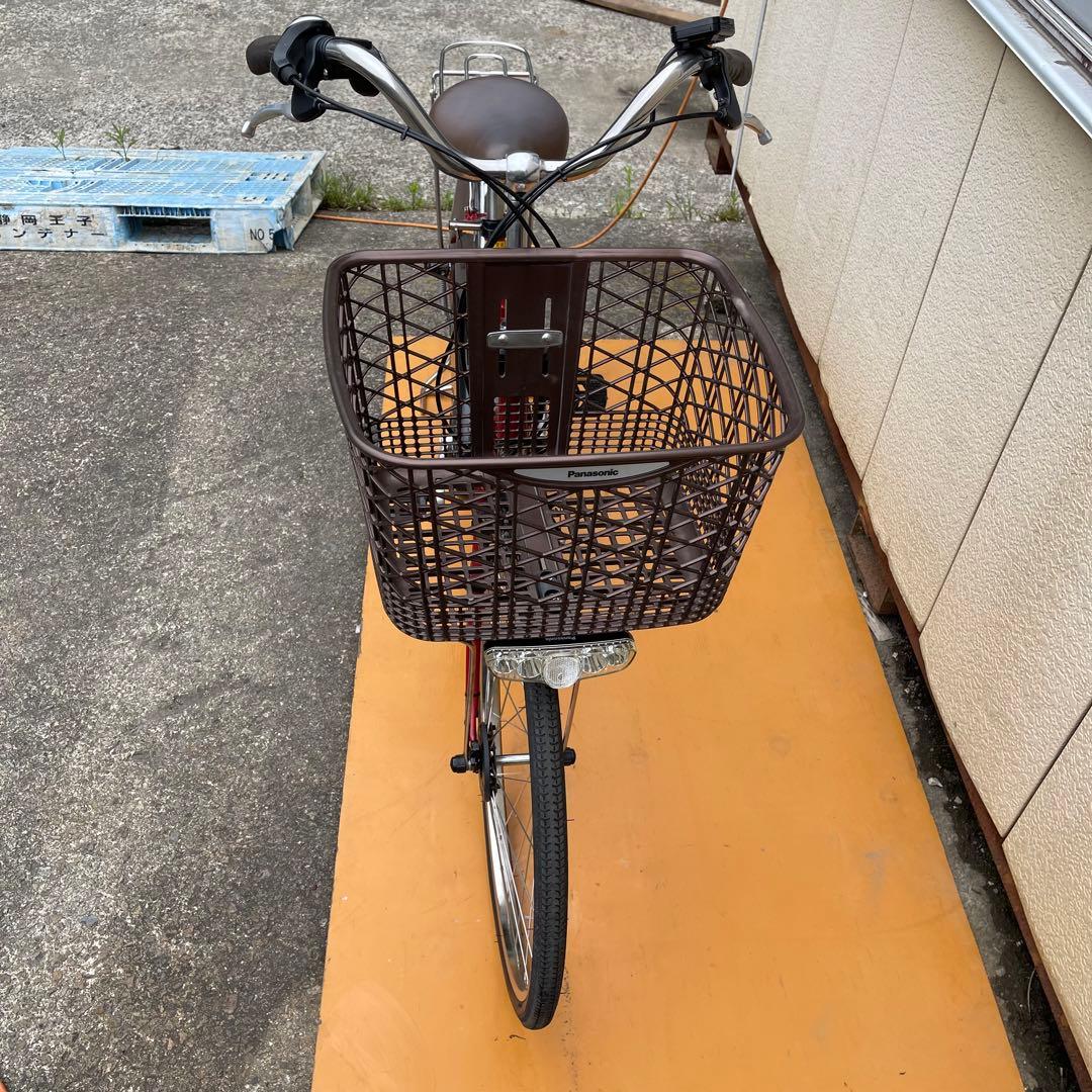 電動アシスト自転車 赤 シティタイプ バスケット付き 24インチ