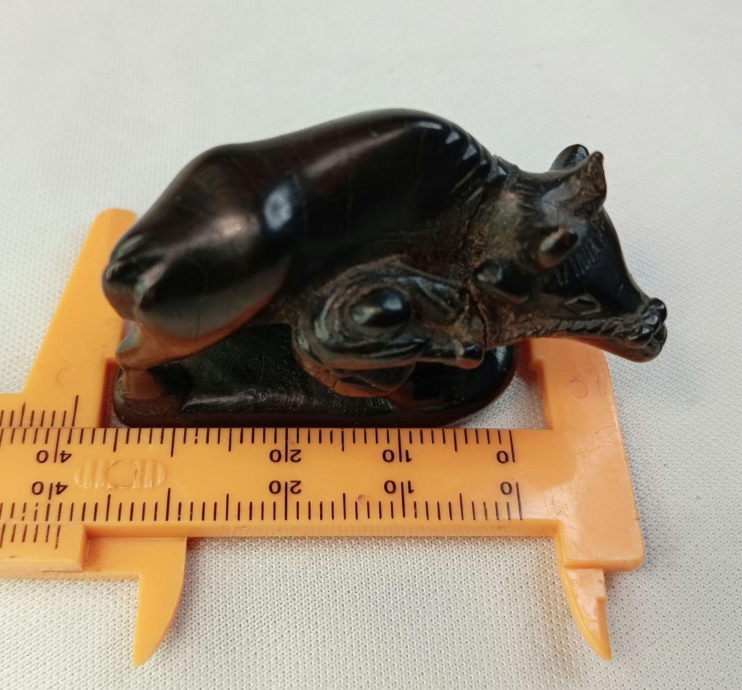 柘植彫 根付「牛に引かれて善光寺参り」 江戸時代 古民具