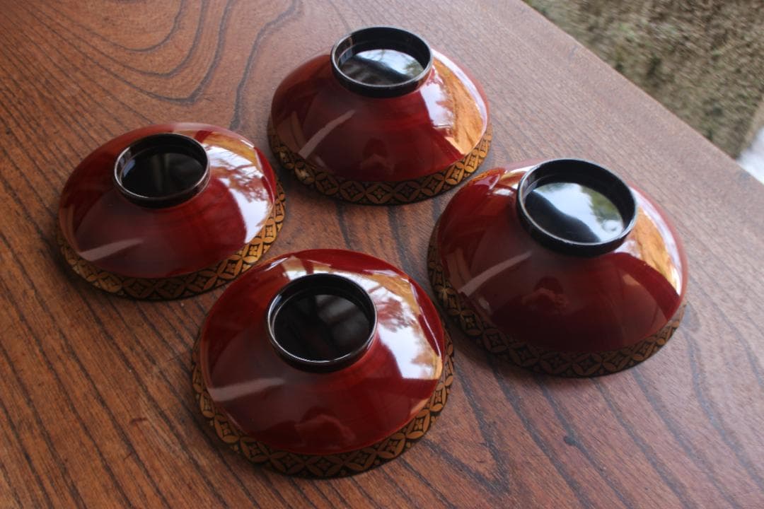 小傷有！極上溜塗に優美な七宝蒔絵の映えるお椀2点（検輪島塗懐石椀蒔絵椀