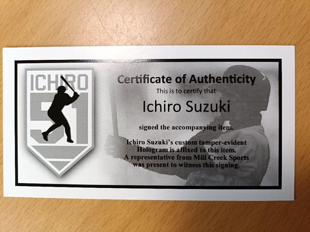 【本物証明あり】イチロー　直筆サインバット／シアトル・マリナーズ