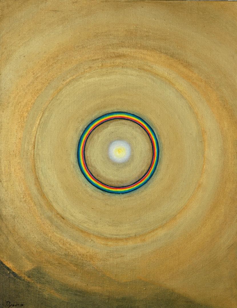 油絵 菅家令子 絵画インテリア額付(青緑+金色の枠)F6-G282023希望祈り