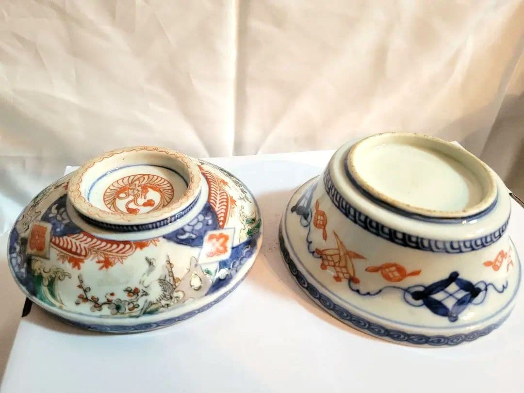 アンティーク品　陶器製　蓋付き碗