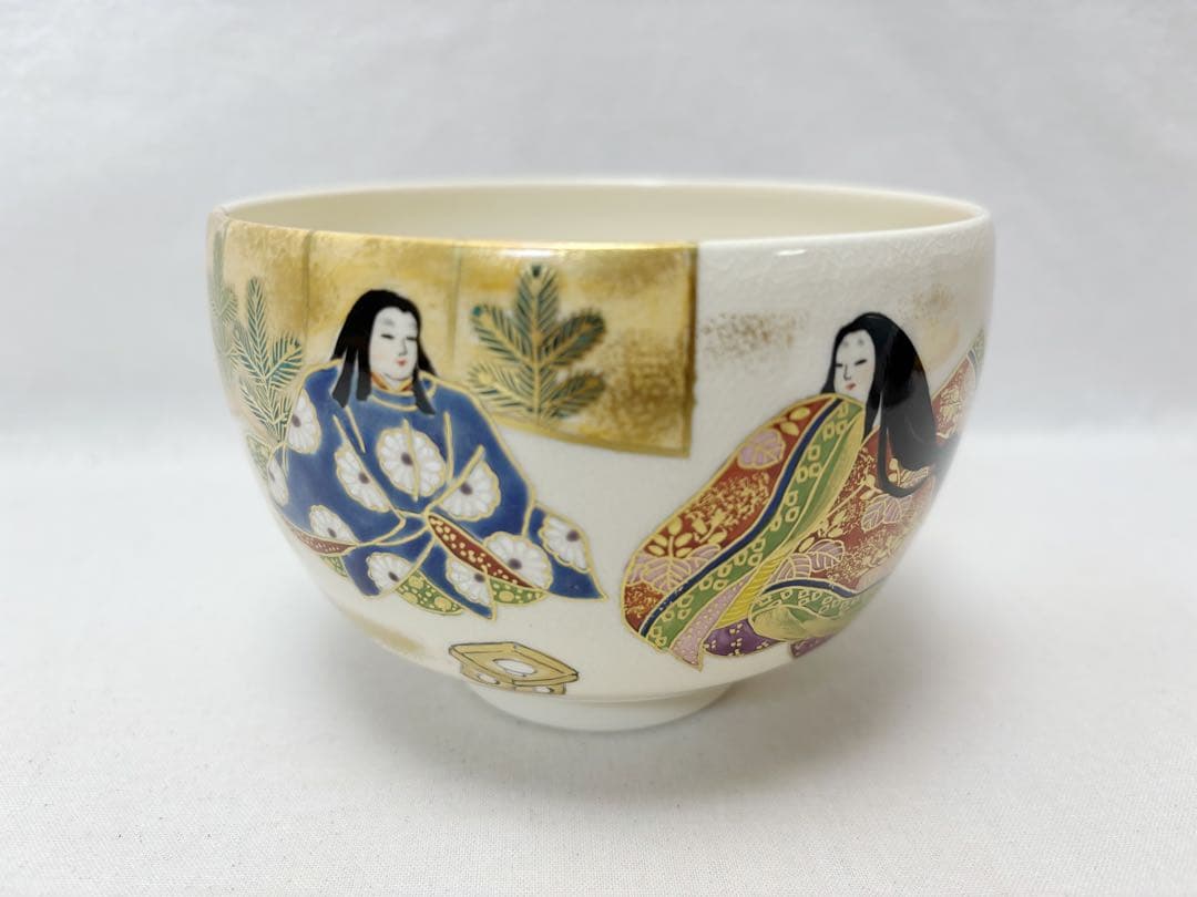 未使用 茶道具 清光作 源氏絵一帖 源氏物語 茶碗 陶印 玄山窯 共箱