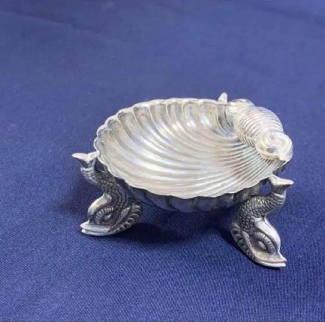 純銀製 アンティーク 小物入 貝形魚足 アクセサリー入れ 925 1930年代
