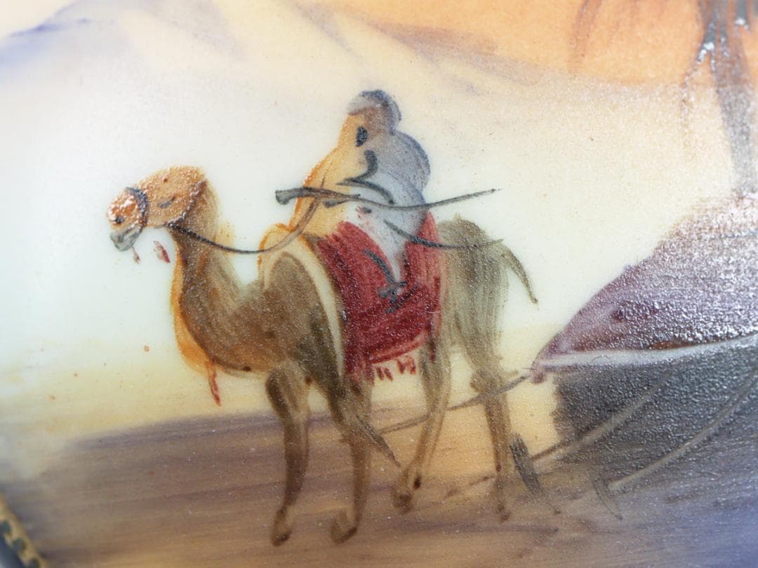 オールドノリタケ 金盛上砂漠風景 トリンケットボックス 蓋物 小物入