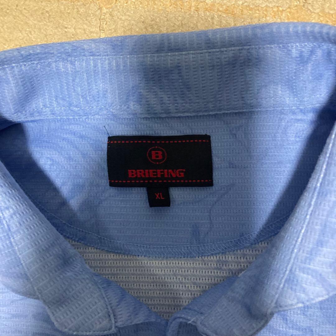 BRIEFING ポロシャツ XL ライトブルー 葉柄