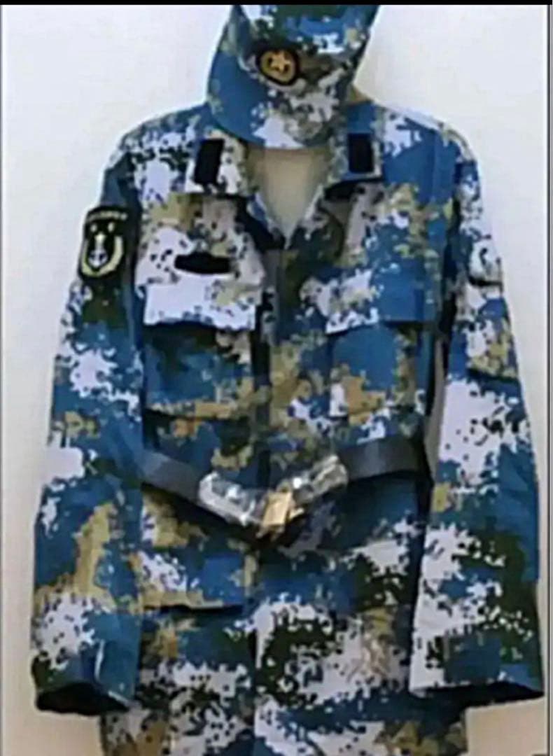 RT　中国軍07式海軍陸戦隊用海洋迷彩戦闘服上下帽子徽章ブーツフルセット