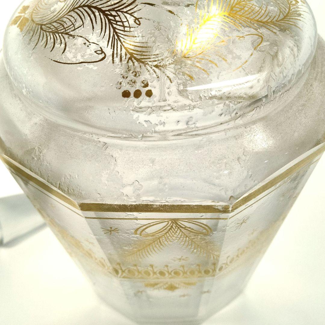 K158 オールドバカラ ガラス金絵 水次 デキャンタ 高さ38㎝ 木箱付