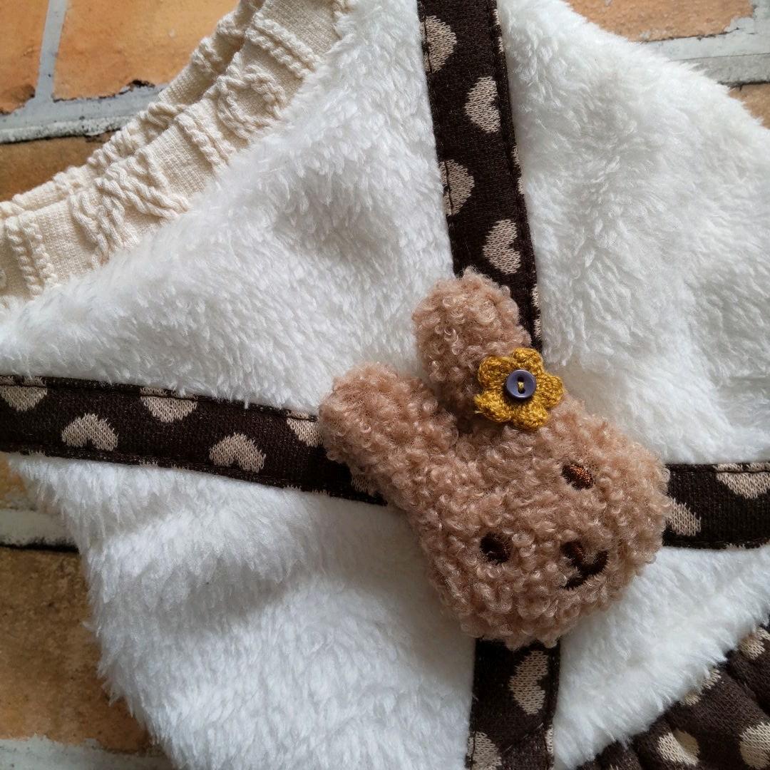 犬服 No.176 ハートチョコ色わんぴ(うさちゃん付き) ハンドメイド