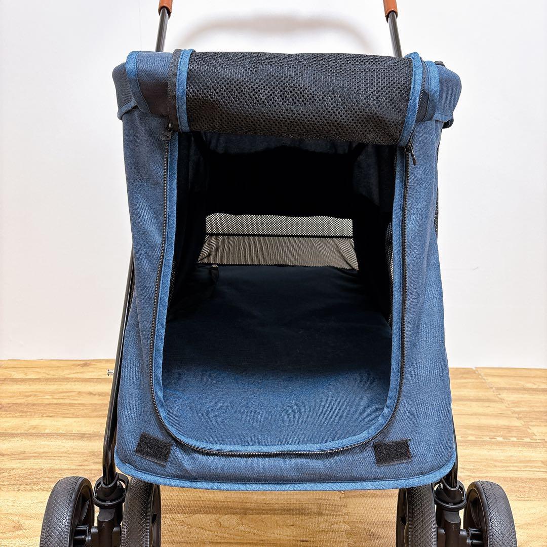 美品　Bello ペットカート デニム　犬用　ペットバギー　折りたたみ式