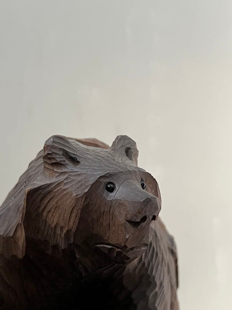 70'sアイヌ民藝　ガラス目 木彫り熊／ヴィンテージ木彫熊 郷土玩具 農民美術