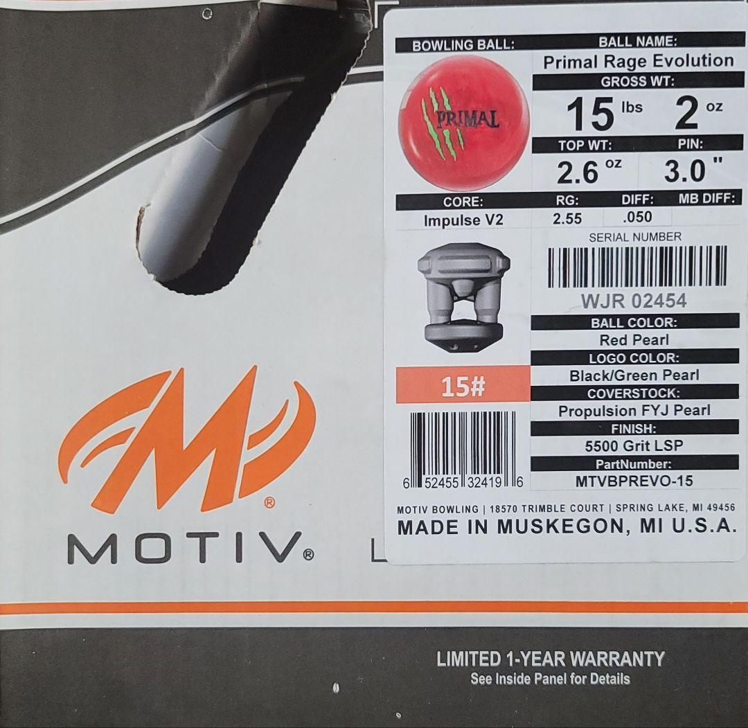 新品　Motiv Primal Rage Evolution 15lb