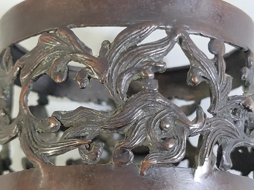 DT309 古い 中国 古銅 筆筒 宣徳年製