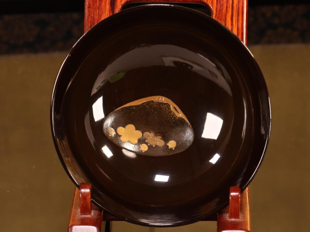 BK424　時代輪島塗　図替り　貝尽くし図金蒔絵　吸物椀　二客　木製　懐石 菓子